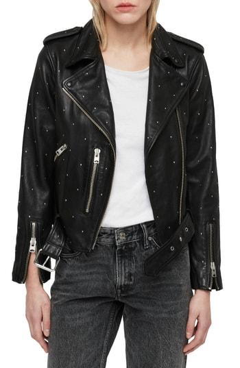 Women's Allsaints Balfern Studded Leather Biker Jacket