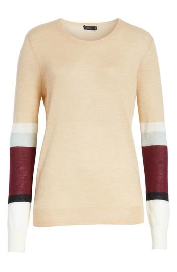 Women's Joseph Stripe Sleeve Cashair Sweater - Brown