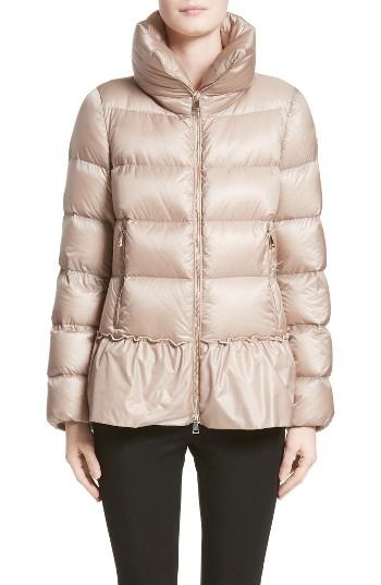 Women's Moncler Anet Peplum Down Puffer Jacket - Beige