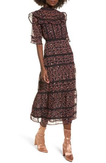 Women's Topshop Ruffle Tier Maxi Dress Us (fits Like 0) - Black