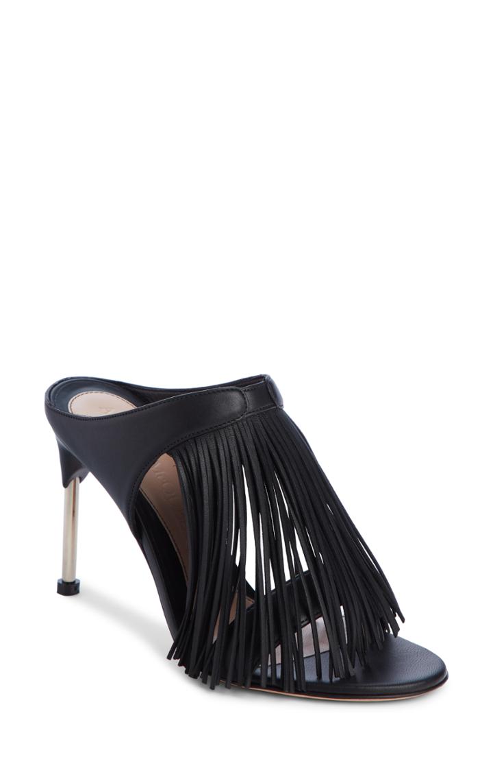 Women's Alexander Mcqueen Fringe Sandal Us / 36eu - Black