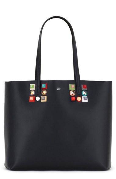 Fendi Roll Studded Calfskin Leather Tote -
