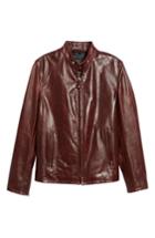 Men's Schott Nyc Cafe Racer Waxy Cowhide Leather Jacket, Size - Red