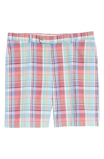 Men's Peter Millar Seaside Madras Plaid Shorts - Red