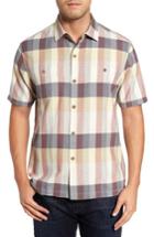 Men's Tommy Bahama Tamuda Bay Plaid Silk Blend Camp Shirt, Size - Brown
