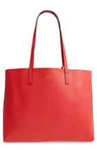 Oad New York Carryall Pebbled Leather Tote - Red
