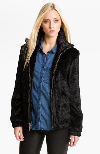 Ellen Tracy Faux Fur Bomber Jacket Medium P