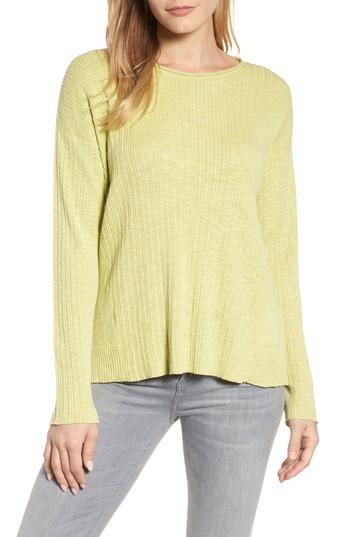 Women's Eileen Fisher Organic Linen & Cotton Crewneck Sweater - Green