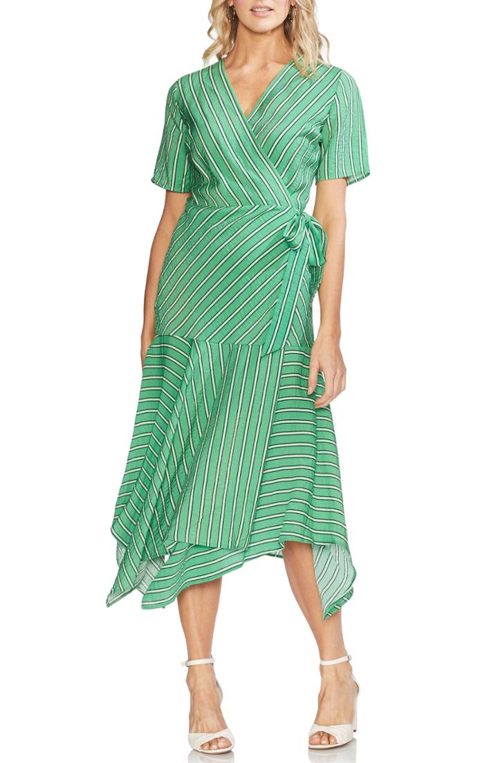 Women's Vince Camuto Playful Stripe Wrap Dress - Green