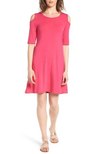 Women's Loveappella Cold Shoulder Fit & Flare Dress - Pink