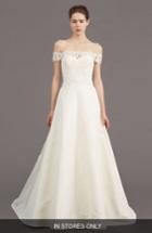 Women's Amsale Tilden Lace & Silk Blend Gown, Size In Store Only - Ivory