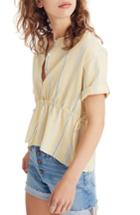 Women's Madewell Stripe Drawstring Waist Shirt - Yellow