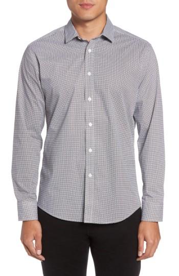 Men's Vince Camuto Trim Fit Geo Print Sport Shirt, Size - Black