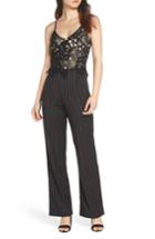 Women's Heartloom Mona Stripe Lace Bodice Jumpsuit - Black