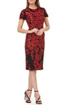 Women's Carmen Marc Valvo Infusion Embroidered Mesh Sheath Dress - Red