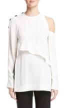 Women's Proenza Schouler Cold Shoulder Satin Back Crepe Top