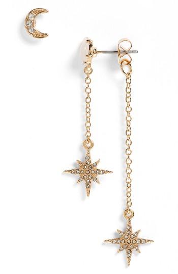 Women's Loren Olivia Moon & Star With Faux Opal Statement Earrings