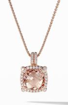 Women's David Yurman Chatelaine Pave Bezel Pendant Necklace With Morganite And Diamonds In 18k Rose Gold