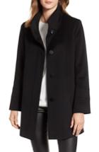 Women's Fleurette Placket Front Wool Car Coat - Black