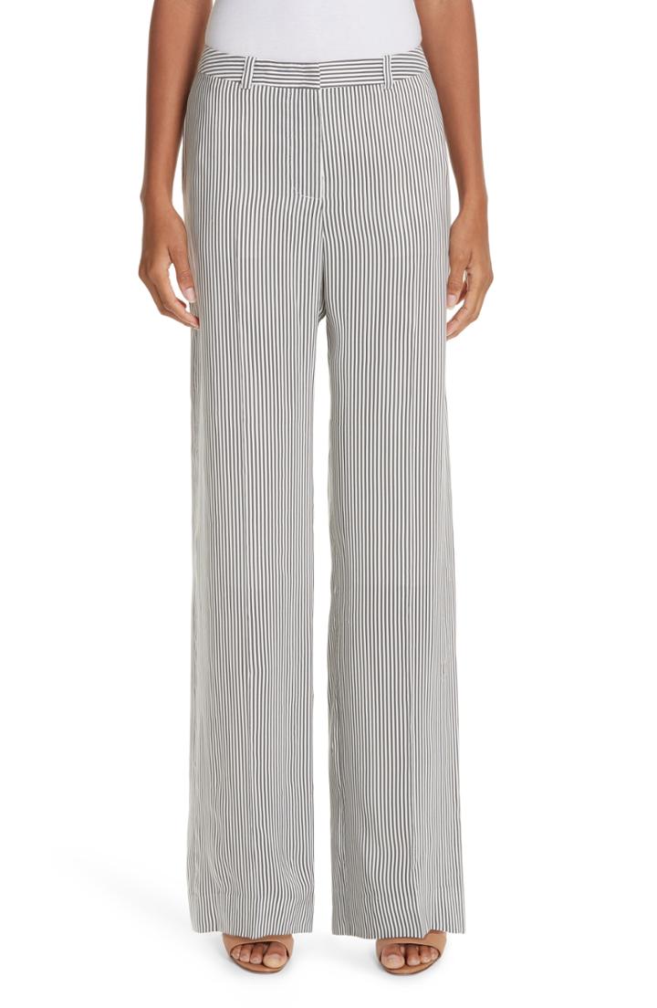 Women's Erdem Pinstripe Satin Wide Leg Pants