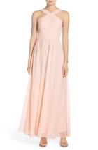 Women's Lulus Cross Neck A-line Chiffon Gown - Orange