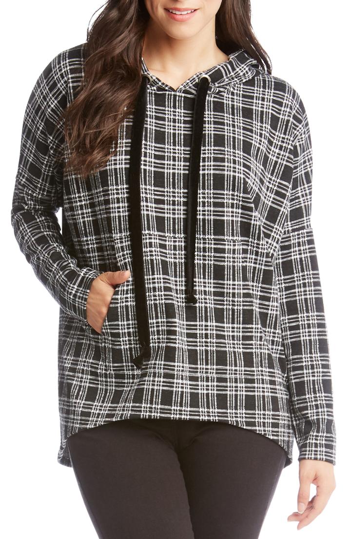 Women's Karen Kane Plaid Hoodie - Black