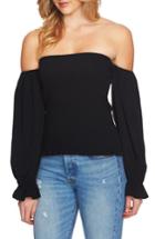 Women's 1.state Smocked Off The Shoulder Top, Size - Black
