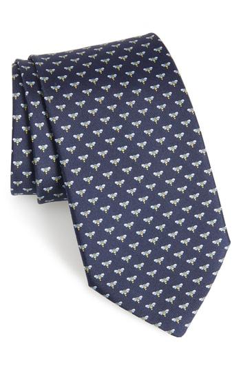 Men's Salvatore Ferragamo Falena Print Silk Tie, Size - Blue