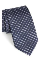 Men's Salvatore Ferragamo Falena Print Silk Tie, Size - Blue