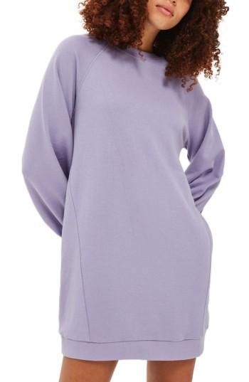 Women's Topshop Balloon Sleeve Sweatshirt Dress Us (fits Like 0) - Purple