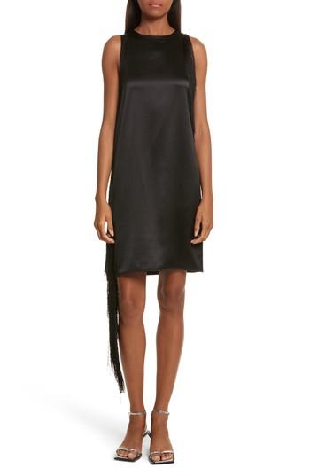 Women's Helmut Lang Fringe Silk Minidress - Black