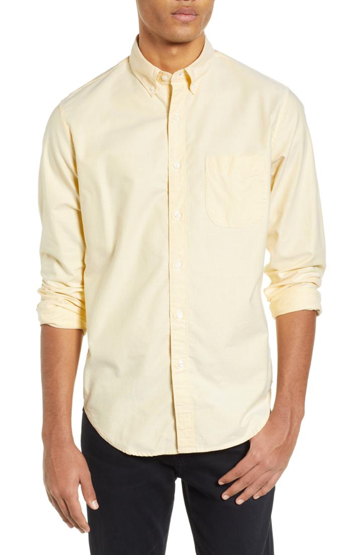 Men's J.crew Classic Fit Stretch Pima Cotton Oxford Sport Shirt - Yellow
