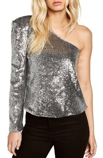 Women's Bardot Sequin One-shoulder Top - Metallic