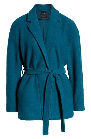 Women's J.crew Camille Short Boiled Wool Wrap Coat - Blue