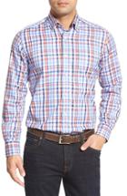 Men's David Donahue Regular Fit Plaid Sport Shirt, Size - Blue
