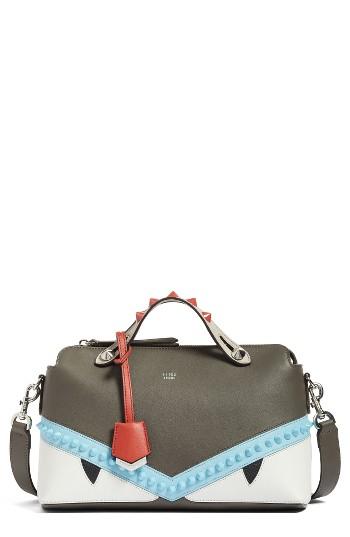 Fendi By The Way - Sleepy Monster Convertible Leather Shoulder Bag - Grey