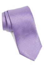 Men's Eton Herringbone Textured Silk Tie, Size - Purple
