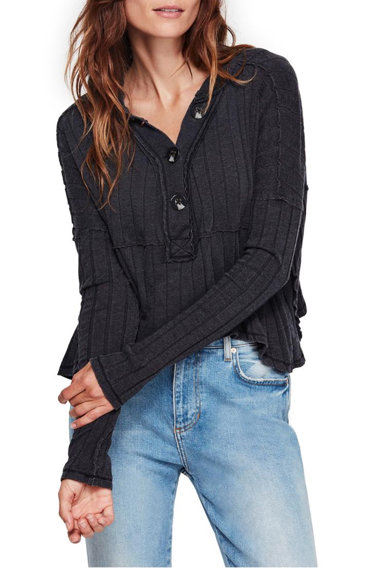 Women's Free People In The Mix Knit Top - Black