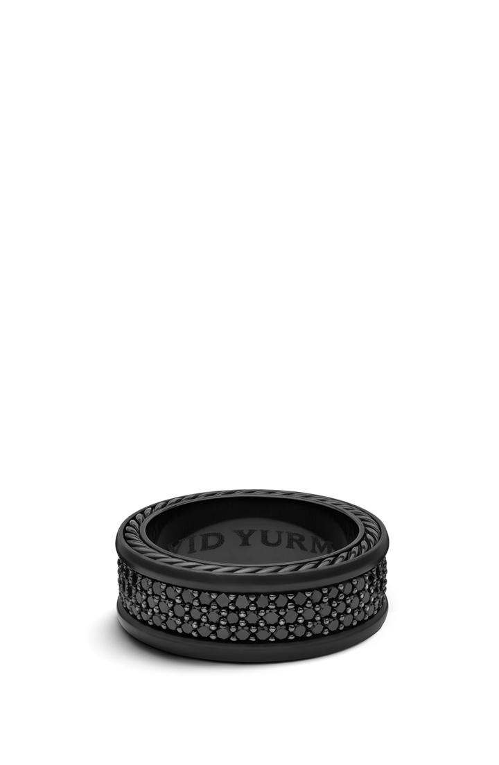 Men's David Yurman Streamline 3-row Titanium Band With Pave Black Diamonds