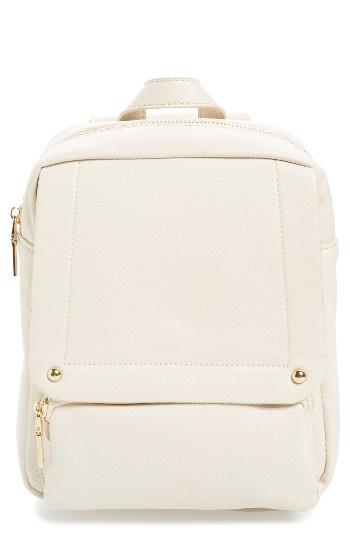 Girly Faux Leather Flap Mini Backpack - White