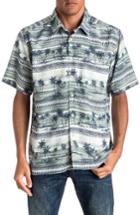 Men's Quiksilver Waterman Collection Regular Fit Power Lounge 2 Print Sport Shirt - Green