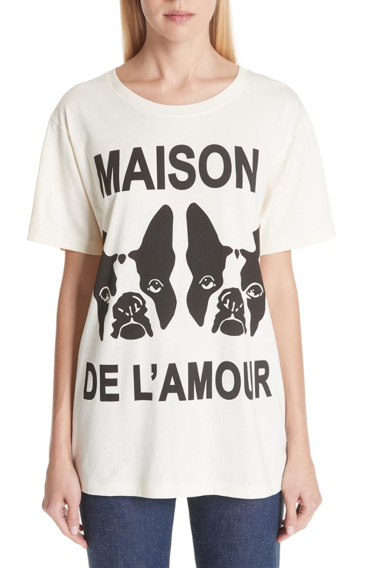 Women's Gucci Maison De L'amour Dog Print Cotton Jersey Tee - Ivory