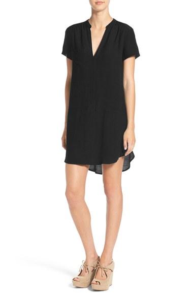 Women's Lush Split Neck Shift Dress - Black