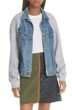 Women's Harvey Faircloth Sweatshirt Sleeve Denim Cape Jacket - Blue