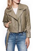 Women's Paige Sivan Leather Moto Jacket - Green