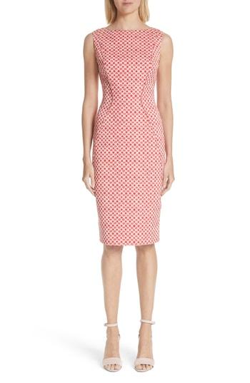 Women's Lela Rose Polka Dot Stretch Jacquard Sheath Dress - Red