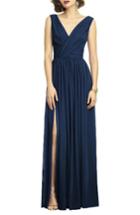 Women's Dessy Collection Surplice Ruched Chiffon Gown Regular - Blue