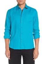 Men's Vilebrequin Caroubie Regular Fit Linen Sport Shirt, Size - Blue