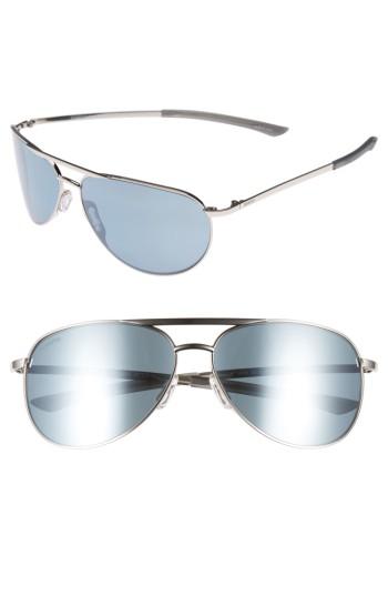 Women's Smith Serpico Slim 2.0 60mm Chromapop Polarized Aviator Sunglasses - Silver/ Platinum Polar