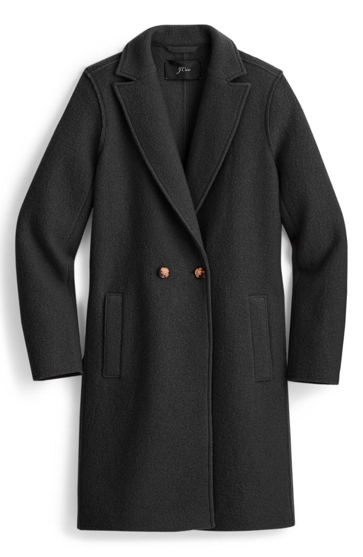 Women's J.crew Daphne Boiled Wool Topcoat (similar To 22w) - Black